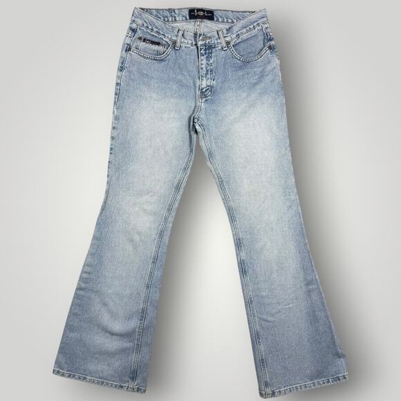 Vintage l.e.i Jeans Women's size 9 100% Cotton Flare Leg Denim Light Wash Y2K - Picture 1 of 11